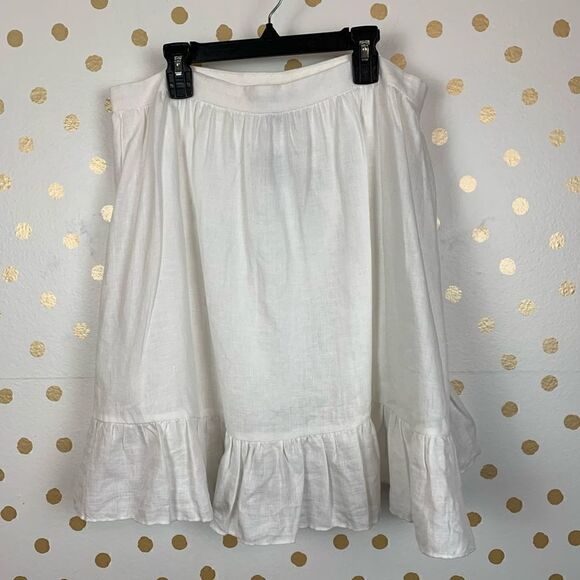 J. crew ruffle linen white skirt size 12P - Picture 4 of 8